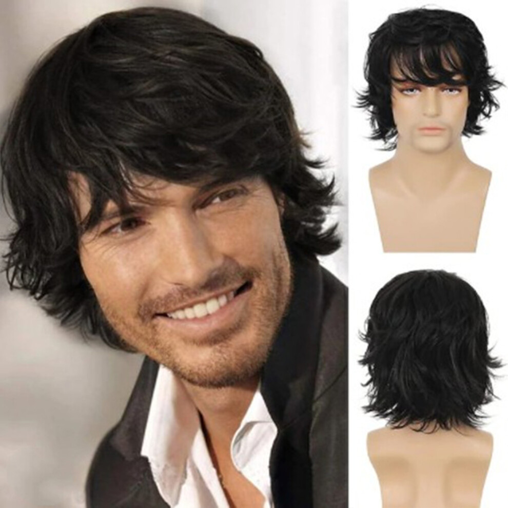 Phui-Pet-Supplies (Natural Black) Short Black Men\'S Wig For Cosplay, 30Cm