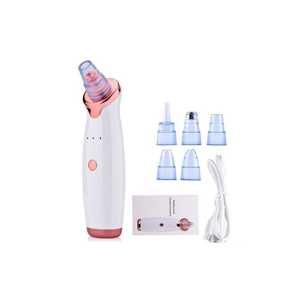 White Blackhead Remover Vacuum Pore Cleaner With Diamond Dermabrasion, Usb Charging Facial Tool
