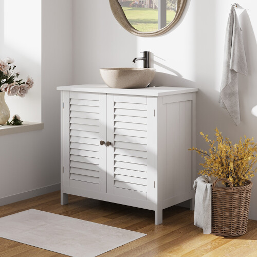 Bathroom Under Sink Storage Cabinet, Double Shutter Doors