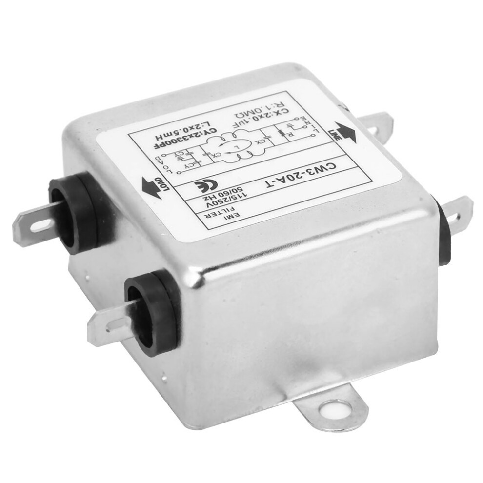 Cw3-20A T Single Phase Power Emi Filter 115V 50/60Hz 20A Compact 8411388474765
