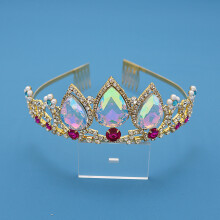 (2#) Children\'s Alloy Glittering Rhinestone Crown Stable Grip Elegant Dazzling Headdress for Masquerade Ball Banquet Cosplay