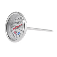 Vleesthermometer, analoge kookthermometer van roestvrij staal met grote wijzerplaat voor grillen, ovens en roken.