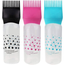 Hair Dye Bottle Kit, 3-Piece Set with Rotating Combs for Even Application, Smooth Surface Hair Colour Applicator Bottles