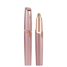 Tondeuse à sourcils électrique or rose, épilateur étanche et indolore avec lumière LED, outil de soin portable pour une mise en forme précise