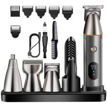 Baardtrimmerset voor mannen met magnetische opzetstukken, USB-oplaadbare bodytrimmer, 90 minuten batterijduur, volledig afwasbare verzorgingsset
