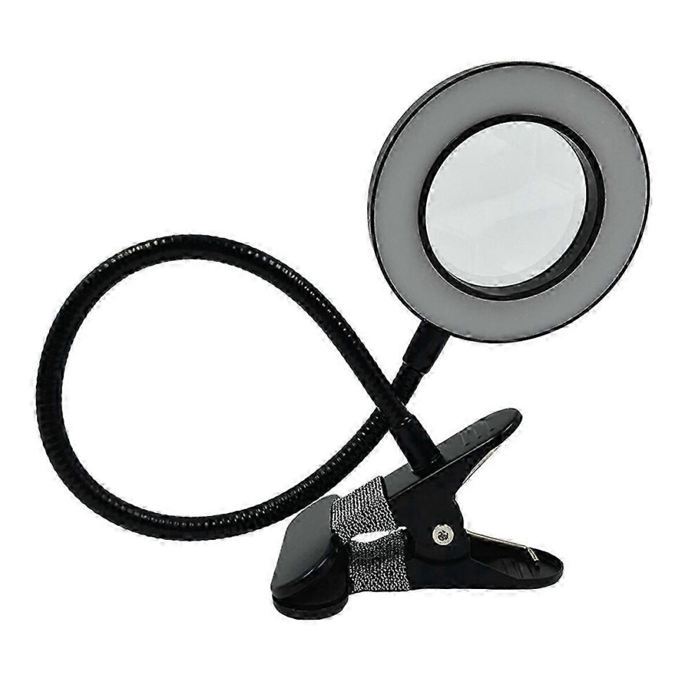Light Clip On Magnifying Lamp With Led 5X Magnification, Adjustable Brightness Colour Temperature For Reading, Nail Art, Crafts