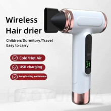 Secador de pelo infantil inalámbrico, recargable por USB, 200 W, aire caliente y frío, 3 velocidades, portátil para viajes.