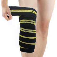 Weightlifting Knee Pads, Competition-Grade Elastic, 8.5cm Wide Non-Slip Support, 200cm Length Adjustable Wrap, Nylon Pair for Bodybuilding