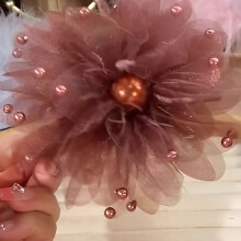 (Coffee, 11cm) 3D Peony Shark Clip for All Hairstyles