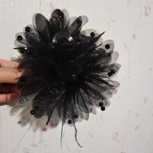 (Black, 13CM) 3D Peony Shark Clip for All Hairstyles