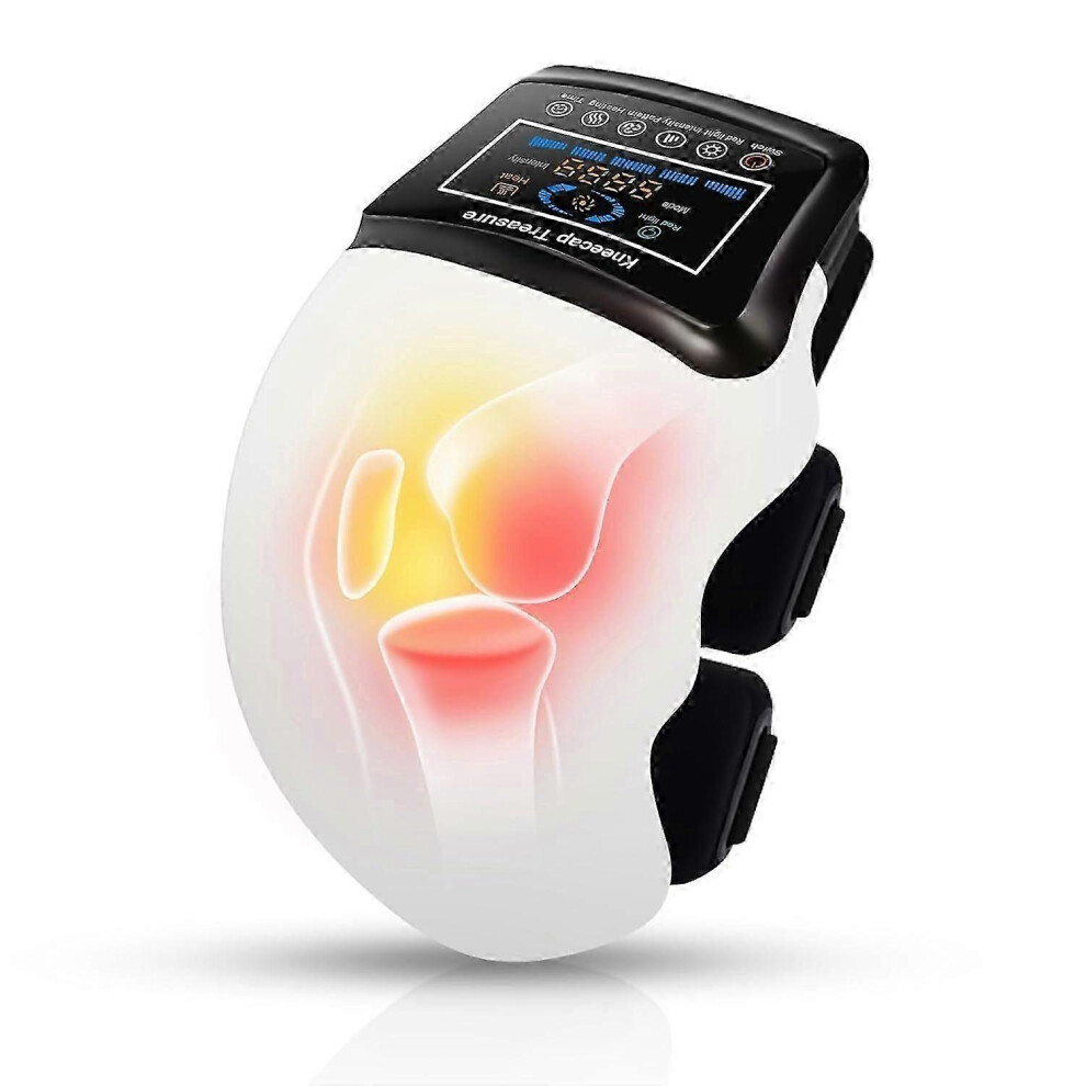 Wireless Knee Massager with Heating Vibration, Rechargeable Air Compression Massage for Joint Muscle Relief, HD Touch Screen Control