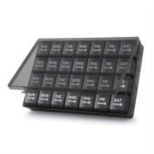 Travel Pill Organiser with 28-Day Capacity, Weekly Medicine Case for Daily Medication Storage