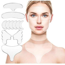 Conjunto Reutilizável de 11 Peças de Protetores de Seios de Silicone para Cuidado do Decote com Protetor de Pescoço e Máscara para Olhos