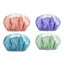 Lot de 4 bonnets de douche, double couche imperméable, protection des cheveux pour le bain et la douche, élastique extra large
