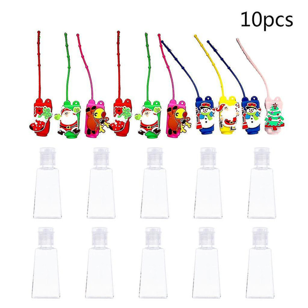10 Pack 30ml Refillable Travel Bottles with Silicone Sleeves Keychain, Christmas Design Mini Empty Containers for Toiletries-image-OPC-PSG88X8-NEW