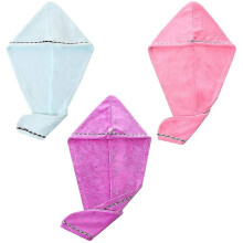Hair Drying Towels 3-Pack - Fast Absorbing Microfibre Towel Set with Secure Button for Home Use