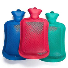 2 Litre Natural Rubber Hot Water Bottle Set of 3, Red Yellow Blue Colours, Large Capacity with Protective Cover