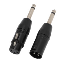 Schwarzer XLR-Adapter 6,35 mm 1/4 Zoll zu XLR M/F