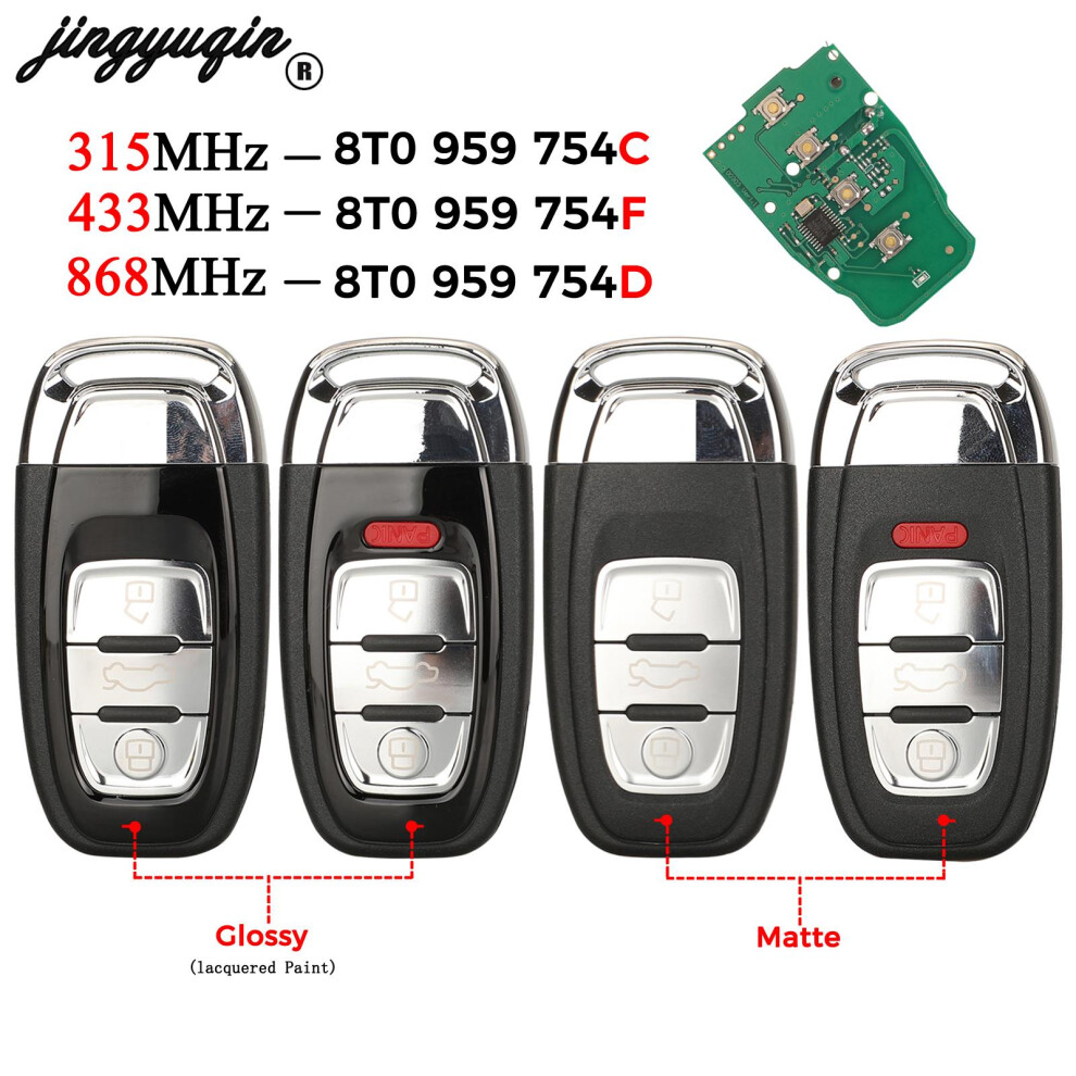 3/4 Buttons Half Smart For Audi Q5 A4l A5 A6 A7 A8 Rs4 Rs5 S4 S5 Remote Car Key 315Mhz/433Mhz/868Mhz 8T0 959 754C/F/D 6935161678697