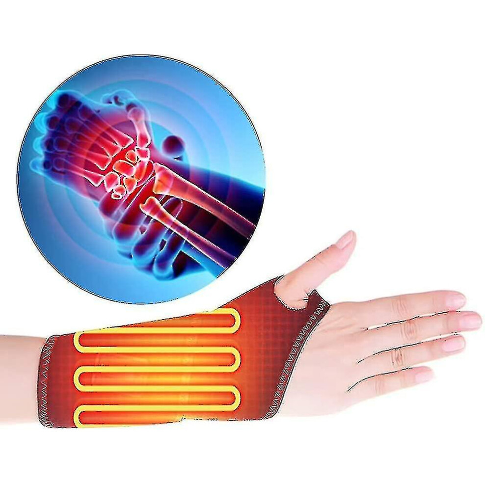 Heated Wrist Brace USB Powered with 3 Heat Levels & Far Infrared Carbon Fibre for Pain Relief and Blood Circulation