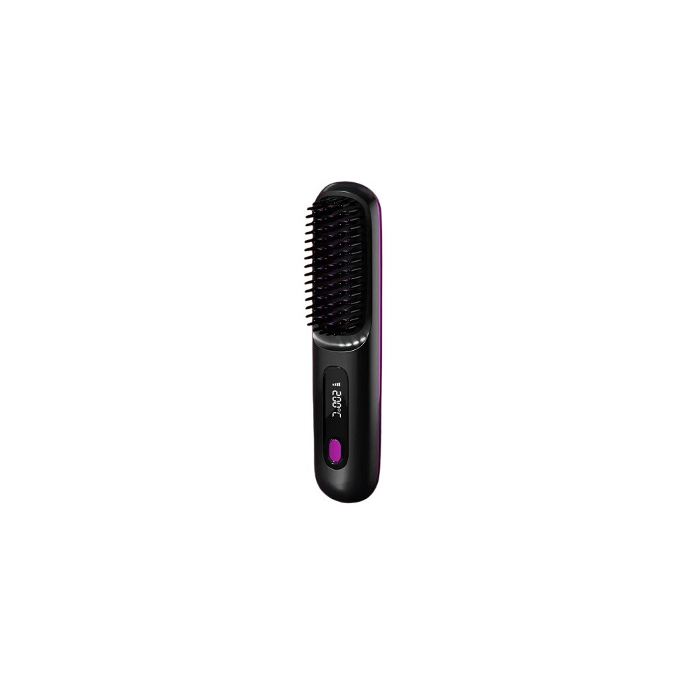 Wireless Hair Straightening Brush with Negative Ion, 3 Temperature Settings, 2000mAh Cordless for Home Travel Styling