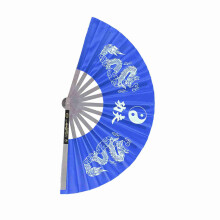 Stainless Steel Tai Chi Fan Blue 64x35cm Martial Arts Dance Performance
