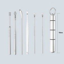 Kit de Ferramentas para Limpeza e Remoção de Cera do Ouvido, Conjunto de 6 Peças com Pontas de Colher Curet para Remoção Segura de Cera do Ouvido