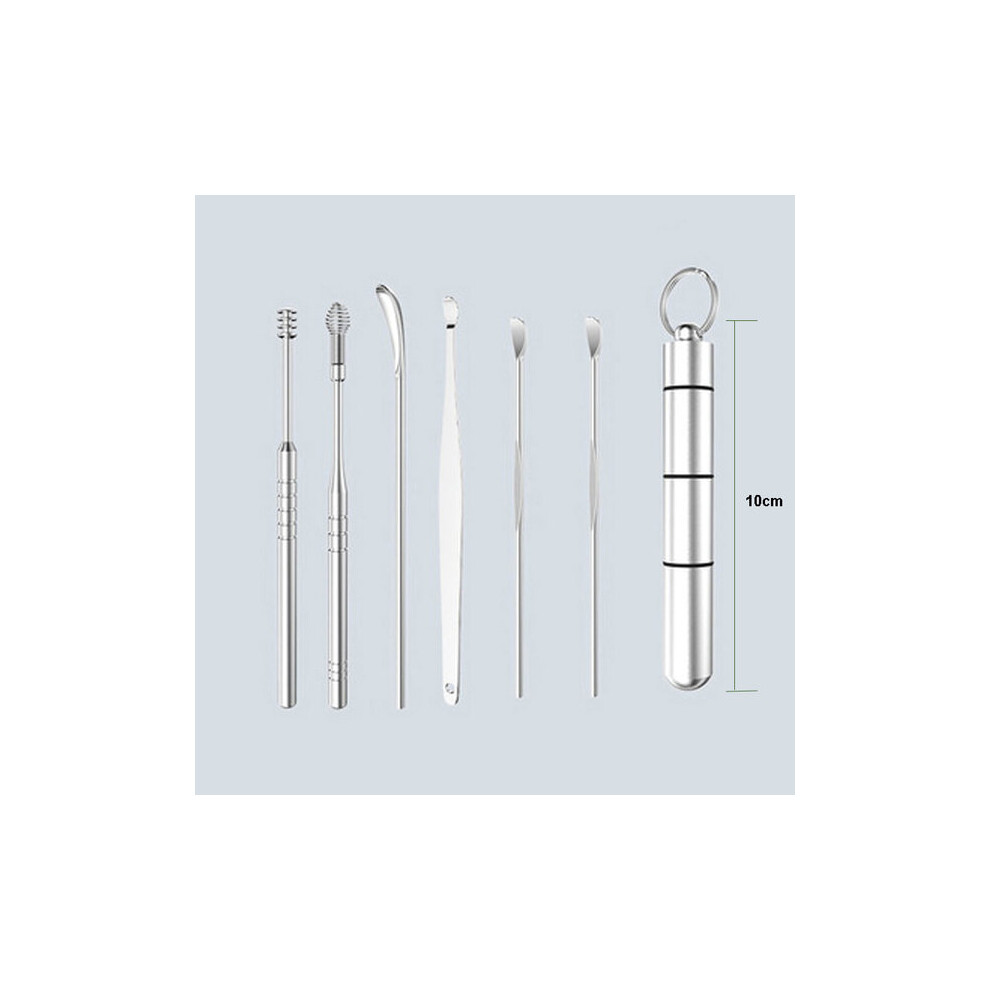 Ear Pick and Cleaner Tool Kit, 6-Piece Set with Curette Spoon Heads for Safe Ear Wax Removal