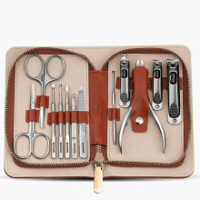 Manicure Pedicure Set with Leather Case, Stainless Steel Nail Clippers Care Tools for Personal Hygiene at Home or Travel