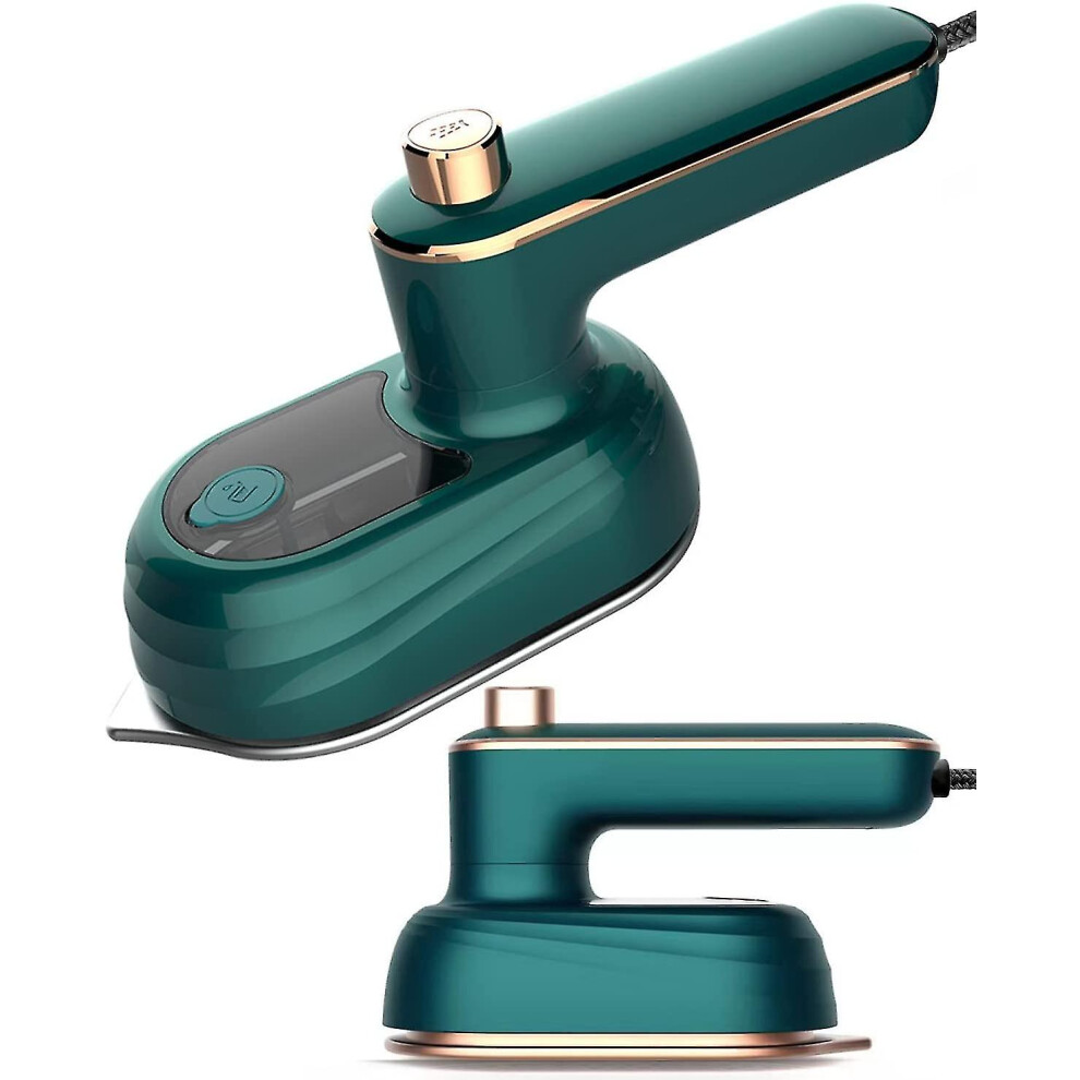 Mini Travel Iron, Green, 180 Rotation Fast Heating 30s, Portable Handheld Steamer for Clothes, Garments, Curtains