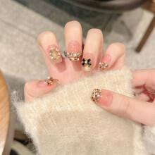 (Ultra short ladder) Glitter Pink Press-On Nails, Natural & Durable