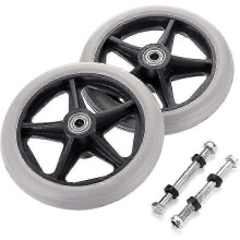 6 Inch Wheelchair Replacement Front Wheels for Rollators and Walkers, Solid Rubber Non-Slip Tyres, Set of 2 with Axles, Indoor Outdoor Mobility