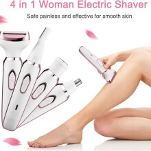 Ladies Electric Shaver, Waterproof Body Hair Remover, Rechargeable with Fast Charging 120 Min Use, Includes Trimmer