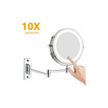 Makeup Mirror with 10X Magnification and 360 Rotation, 7 Inch Wall Mounted Bathroom Mirror, Battery Operated