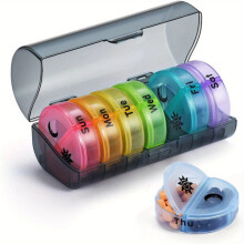 Weekly Pill Organiser, 7 Day Large Capacity with AM PM Double Compartments, Portable Travel Medicine Storage Box