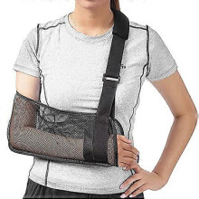 Rotator cuff mitella, gemaakt van ademend mesh met een verstelbare schouderband, voor postoperatieve revalidatie en gebruik onder de douche.