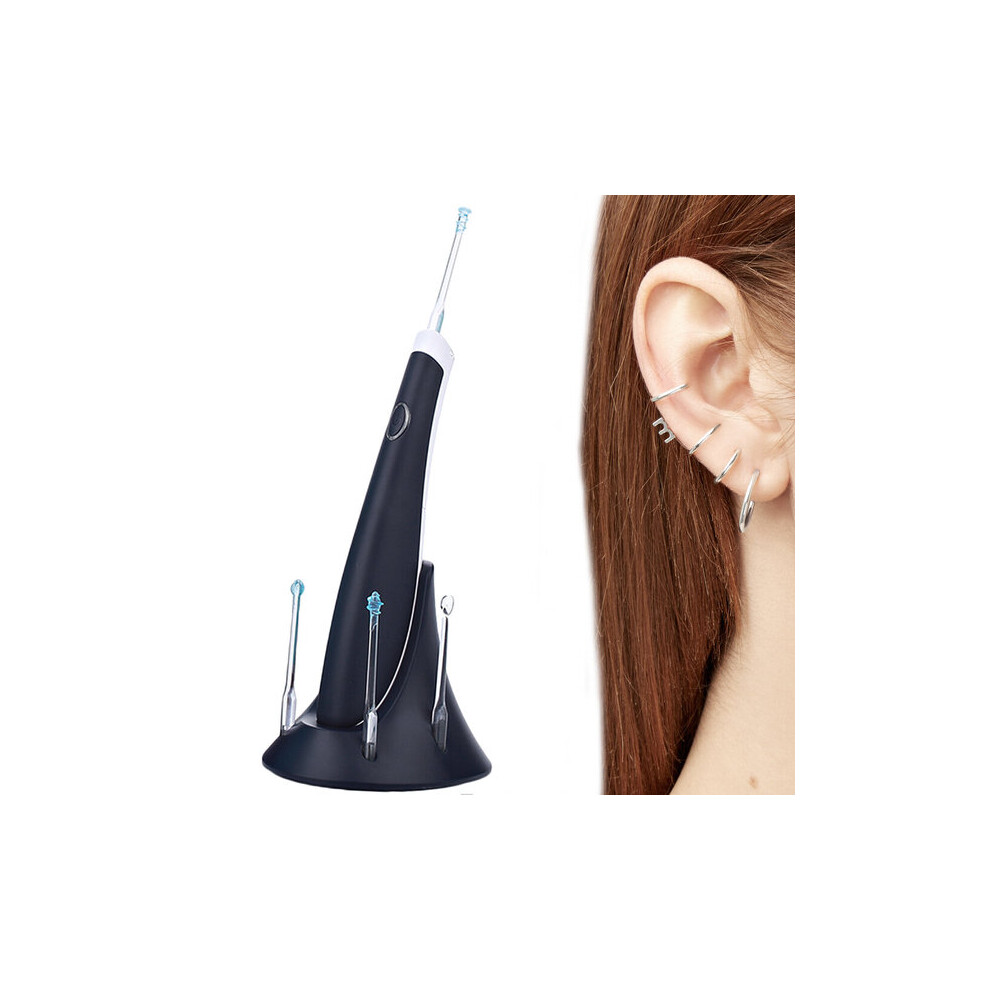 Ear Cleaner with Ultrasonic Vibration Gentle Massage, Antibacterial Non-Slip Design, Includes LED Torch and 4 Silicone Tips
