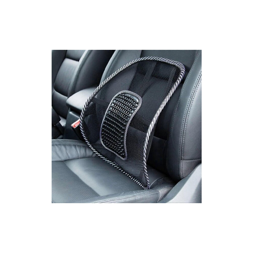 Lumbar Support Pillow for Car and Office Chair with Massage Beads Ventilated Mesh, Orthopaedic Back Cushion 39x37cm