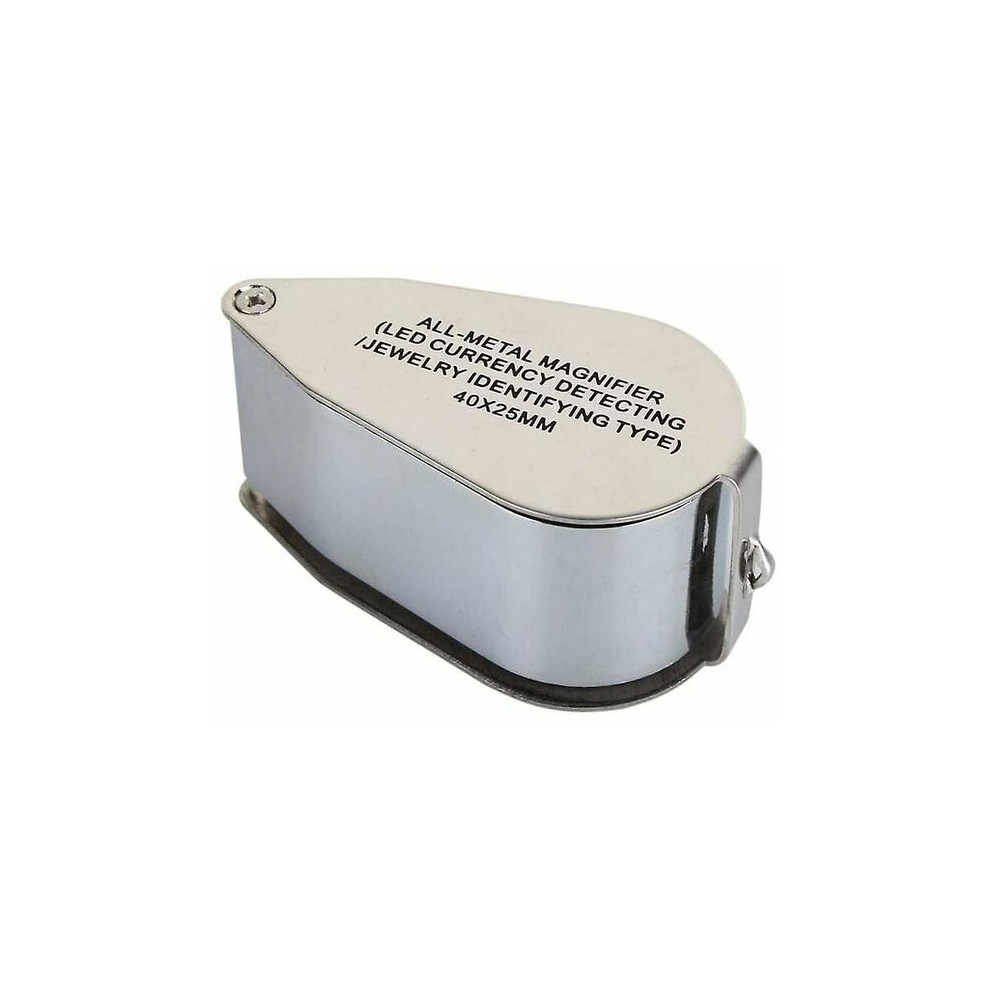Light Jeweller's Loupe With Led And Uv 40X Magnification 25Mm Metal Folding For Identification And Inspection