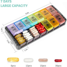 Pill Organiser, Large Capacity 14 Grids, 7-Day Weekly with AM/PM, Spill-Proof Design for Easy Filling and Secure Storage