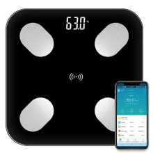 Smart Body Fat Scale with Bluetooth App, 180kg Capacity 50g Accuracy, Glass Body Composition Monitor with LCD Display for Health Tracking