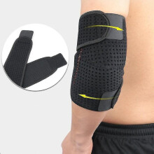 Ademende, beschermende elleboogsteun voor fitnesstraining, verstelbare compressiemouw (62 x 7 cm)
