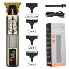 Draadloze tondeuse met precisiebladen van staal, draadloos opladen en lcd-scherm voor het knippen van haar en het trimmen van baard thuis.