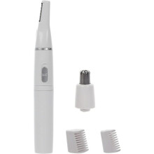Cortador de Sobrancelhas Elétrico 2 em 1 com Lâmina em Aço Inoxidável em Forma de R para Cabelo Nasal, Design Seguro, Funciona com Bateria (AAA)