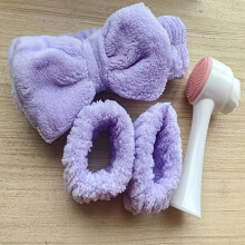 3D Silicone Facial Cleansing Brush with Dual Soft Bristles, Double Design Daily Skincare Set Includes Headband for All Skin Types