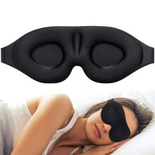 Sleep Mask 3D Contoured Light Blocking Cup Shape for Deep Sleep Travelling Yoga, Soft Concave Design Adjustable Strap