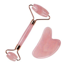 Gua Sha rollerset voor het gezicht - Roze hars gezichts- en lichaamsmassageset voor ontspanning en huidverzorging