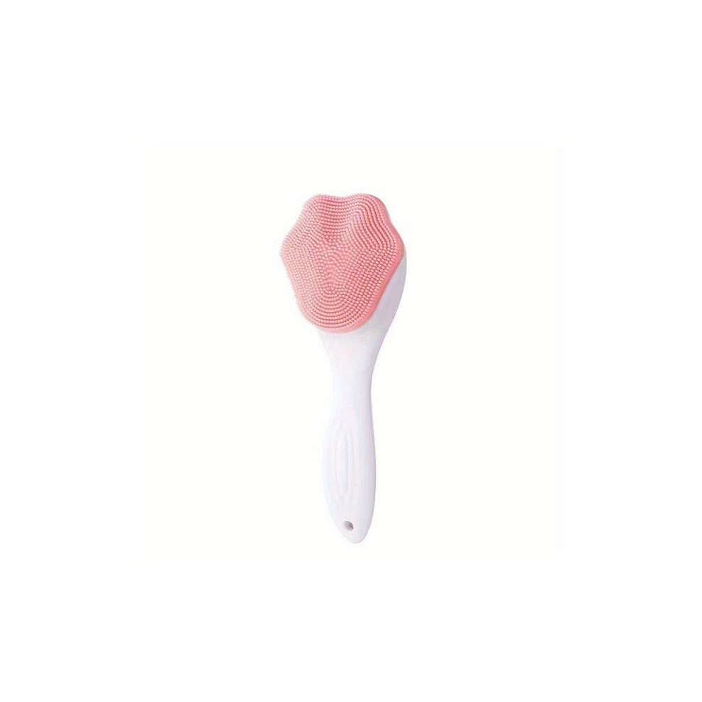 Silicone Facial Cleansing Brush with Long Handle and Soft Bristles, Unscented Exfoliating Tool for Daily Skincare