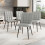 4Pcs Light Grey Linen Tufted Dining Chairs - Button Tufts, Painted Black Metal Legs 1