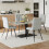 4Pcs Light Grey Linen Tufted Dining Chairs - Button Tufts, Painted Black Metal Legs 2
